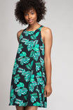 Tropical Print Swing Halter Dress