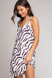 Strappy Mini Flare Print Dress