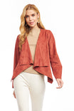 Cascading Drape Front Vegan Suede Crop Jacket