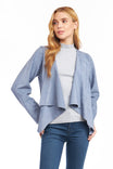 Cascading Drape Front Vegan Suede Crop Jacket