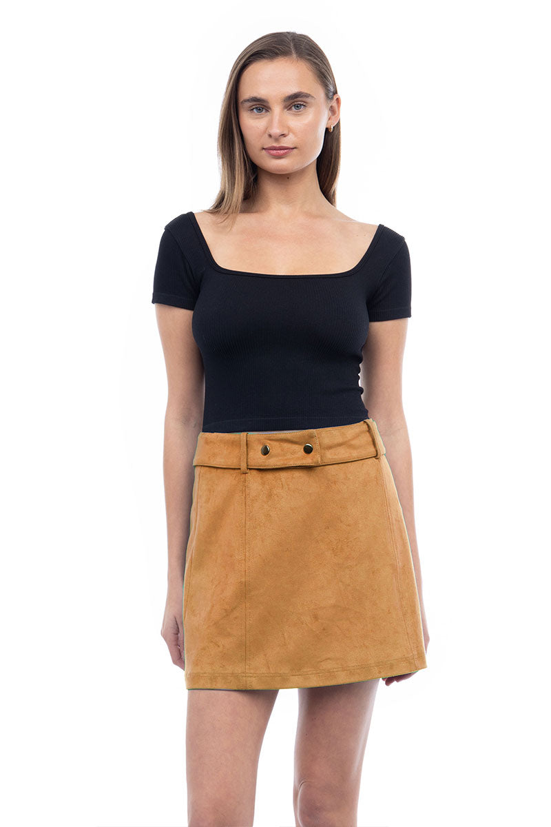 Faux-Suede Mini Skirt
