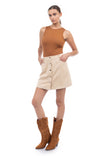 Faux Suede Mini Flare Skirt
