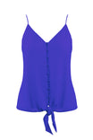 Front Tie Tank Top With Front Button