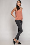 Front Tie Tank Top With Front Button