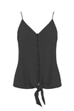 Front Tie Tank Top With Front Button