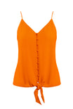 Front Tie Tank Top With Front Button