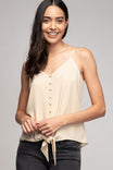 Front Tie Tank Top With Front Button