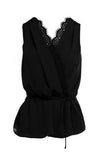 Lace Trim Wrap Front Sleeveless Top