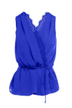 Lace Trim Wrap Front Sleeveless Top