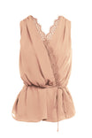 Lace Trim Wrap Front Sleeveless Top