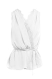 Lace Trim Wrap Front Sleeveless Top