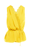 Lace Trim Wrap Front Sleeveless Top