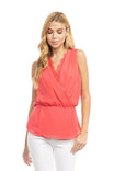 Lace Trim Wrap Front Sleeveless Top