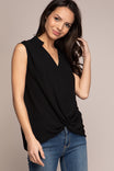 Mandarin Collar With Twist Front Top