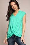 Mandarin Collar With Twist Front Top