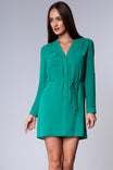 Drawstring Waist Long Sleeve Casual Dress