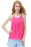 Spaghetti Fringe Top With Back Button Keyhole