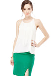 Spaghetti Fringe Top With Back Button Keyhole