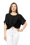 Satin T-shirt With Front Knot Detail