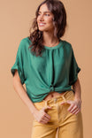 Satin T-shirt With Front Knot Detail