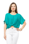 Satin T-shirt With Front Knot Detail