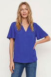 Flirty Short Sleeve Boxy Satin Blouse