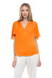 Flirty Short Sleeve Boxy Satin Blouse