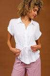 Button Up Shirt With Self Belt