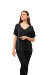 Satin T-shirt With Short Sleeves With A Self Loop Detail