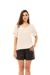 Satin T-shirt With Short Sleeves With A Self Loop Detail
