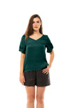 Satin T-shirt With Short Sleeves With A Self Loop Detail