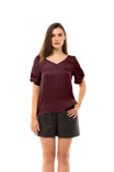 Satin T-shirt With Short Sleeves With A Self Loop Detail