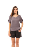 Satin T-shirt With Short Sleeves With A Self Loop Detail