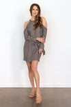 Cold Shoulder Tie Sleeve Dress