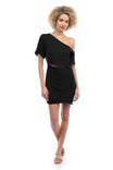 Slit Front Off Shoulder Mini Dress