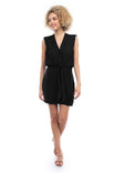 Sleeveless Mini Shirt Dress With Shoulder Pads