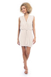 Sleeveless Mini Shirt Dress With Shoulder Pads