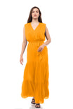 Deep V Maxi Dress With Shoulder Pads