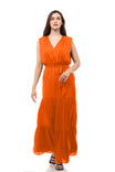 Deep V Maxi Dress With Shoulder Pads