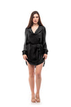 Satin Shirt Dress With Cowl Neckline