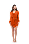 Satin Shirt Dress With Cowl Neckline