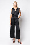 Hammered Satin Jumpsuit with Shoulder Pads