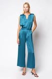 Hammered Satin Jumpsuit with Shoulder Pads