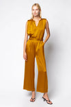 Hammered Satin Jumpsuit with Shoulder Pads