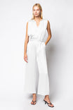 Hammered Satin Jumpsuit with Shoulder Pads