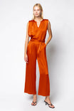 Hammered Satin Jumpsuit with Shoulder Pads