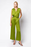 Hammered Satin Jumpsuit with Shoulder Pads
