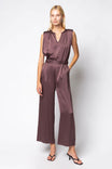 Hammered Satin Jumpsuit with Shoulder Pads