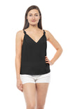 Deep V-Neck Top With Knotted Shoulder