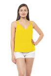 Deep V-Neck Top With Knotted Shoulder